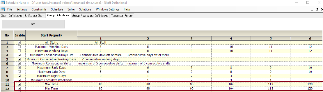 How can I set staff preferences, such as individual staff working hours?