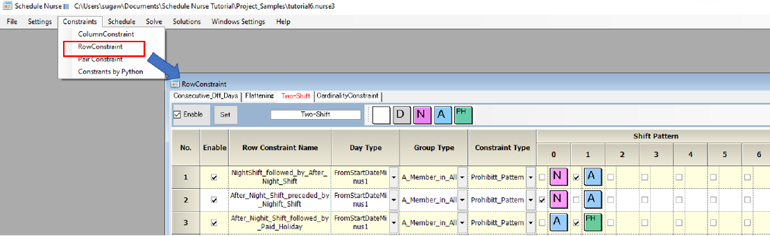 Tutorial 6 Row Constraints