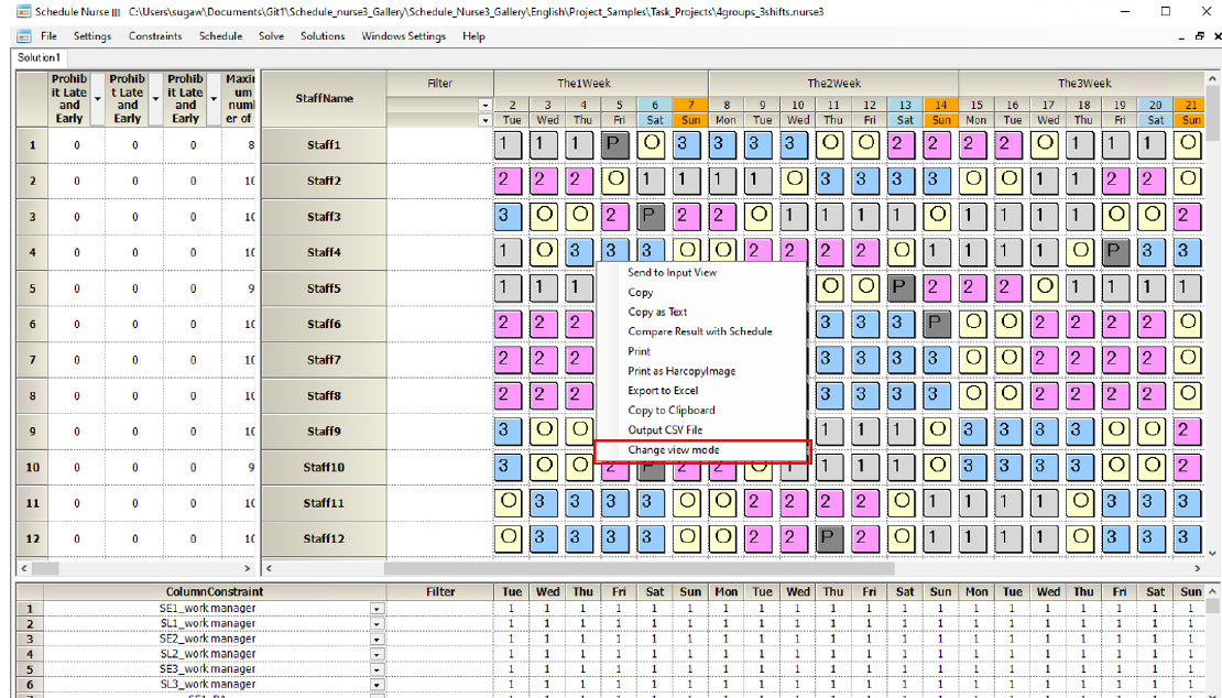 Shift and Task Solution