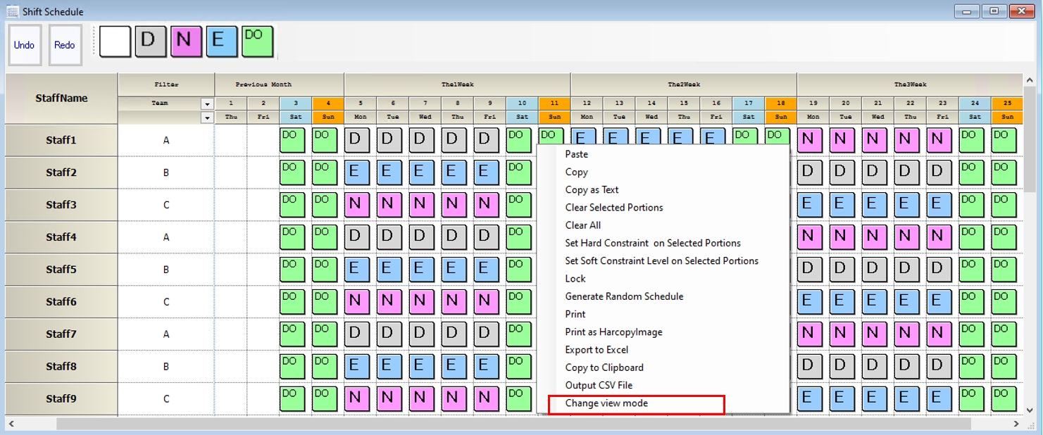 Shift and Task Schedule