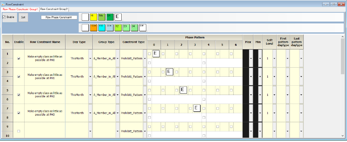 Row Constraints