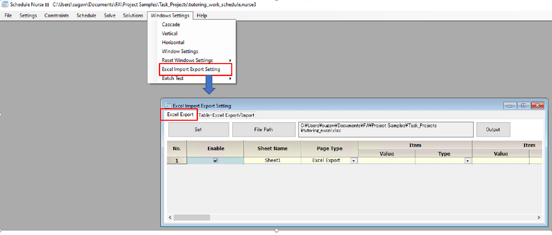 Output solution to Excel