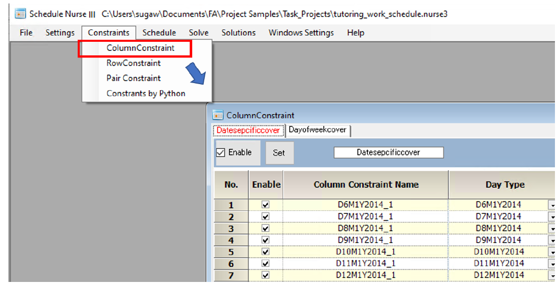 Column Constraints