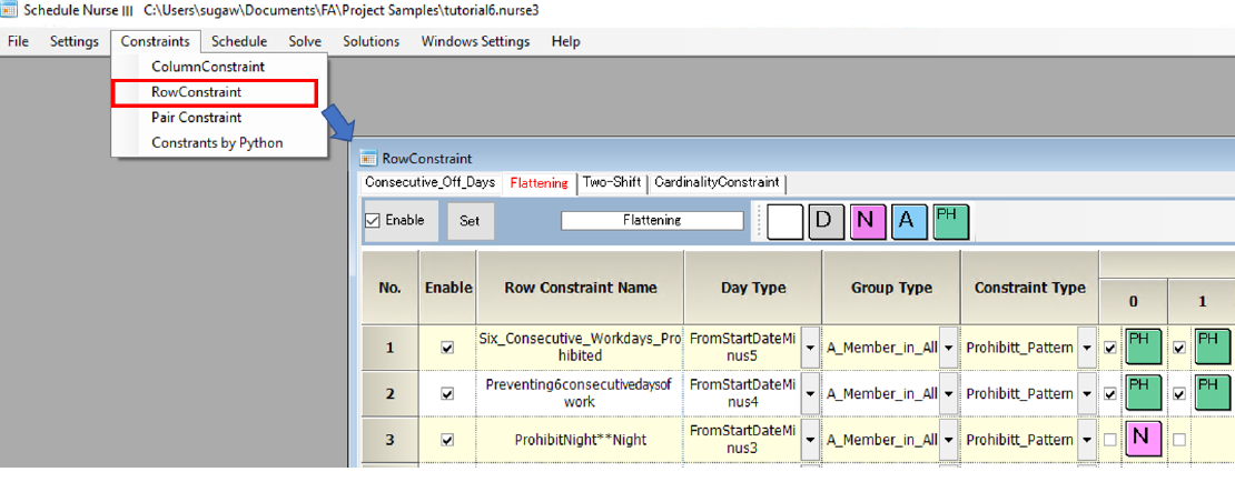 Row Constraints